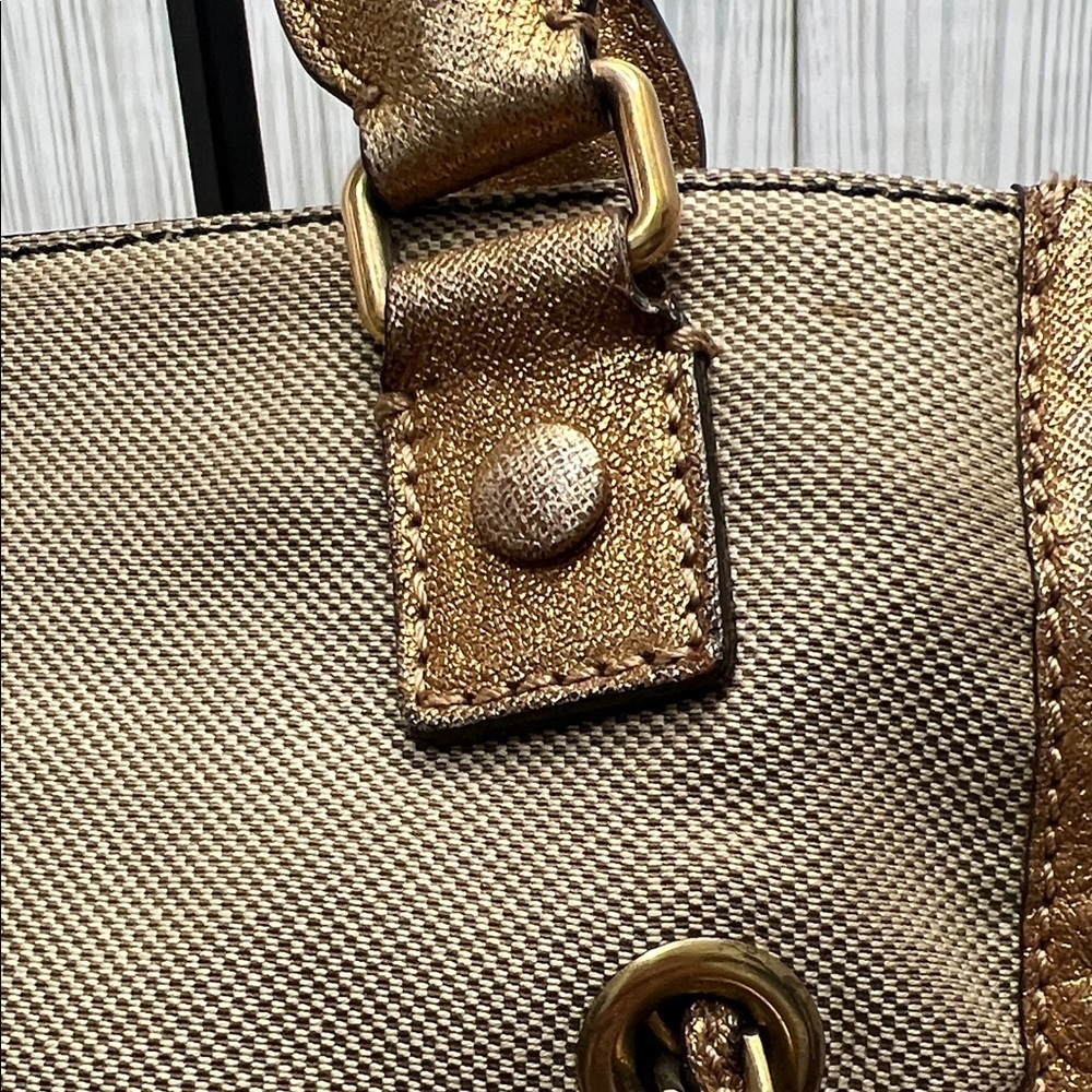 Chloé Gold Metallic Tote Bag Large Logo Shoulder Bag Designer Handbag - Picture 7 of 16